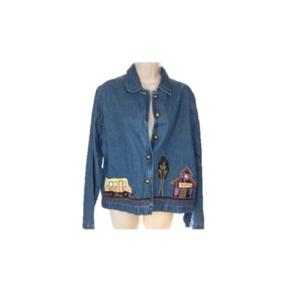 New Directions Denim School Applique Jacket M